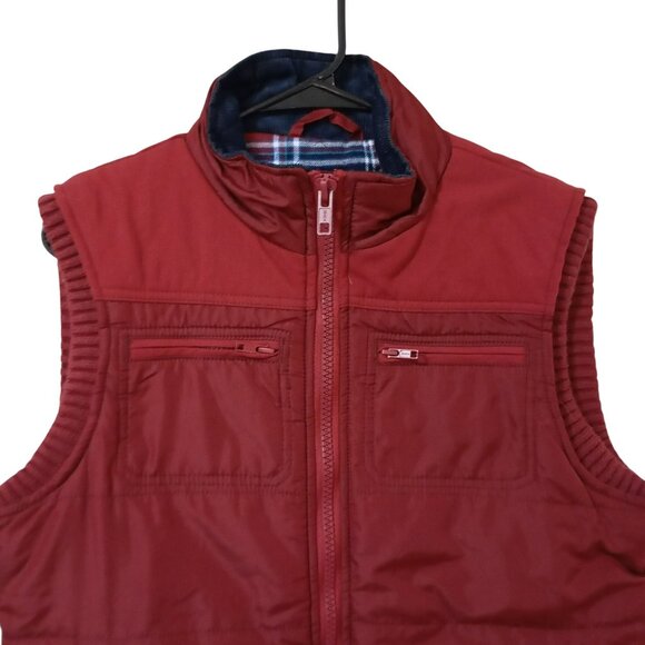 Aeropostale Vest Red Quilted With Plaid Lining Mens Small - Picture 3 of 11